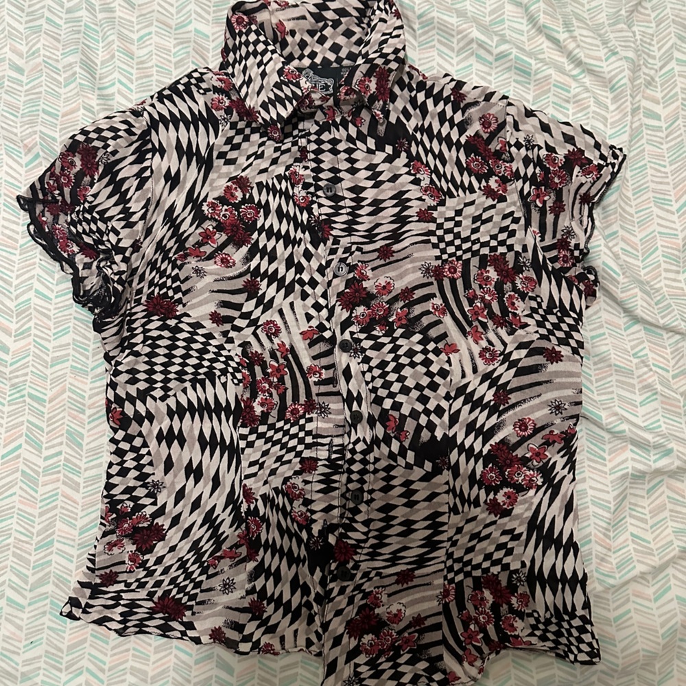 Angie crop short sleeve button up - 100% rayon